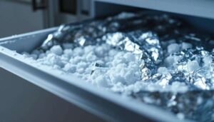 Vereistes Gefrierfach: Mit der Alufolien-Methode das Eis in Sekunden entfernen