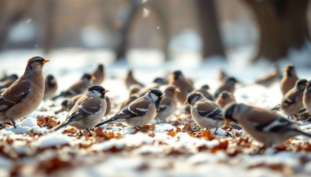 Warum Vögel im Februar lieber am Boden fressen